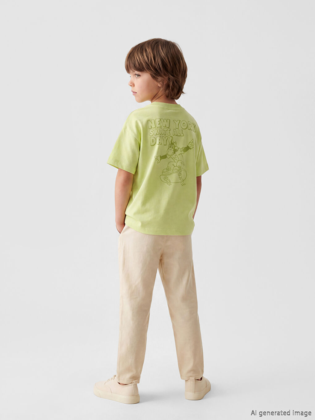 Sarı Nostaljik Maymun Baskılı Unisex Çocuk Tişört-3