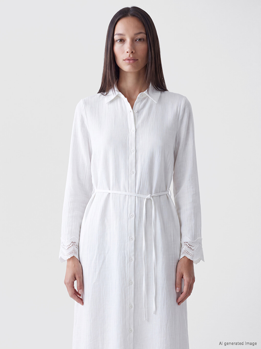 Muslin Košulja-haljina Sa Pojasom-1
