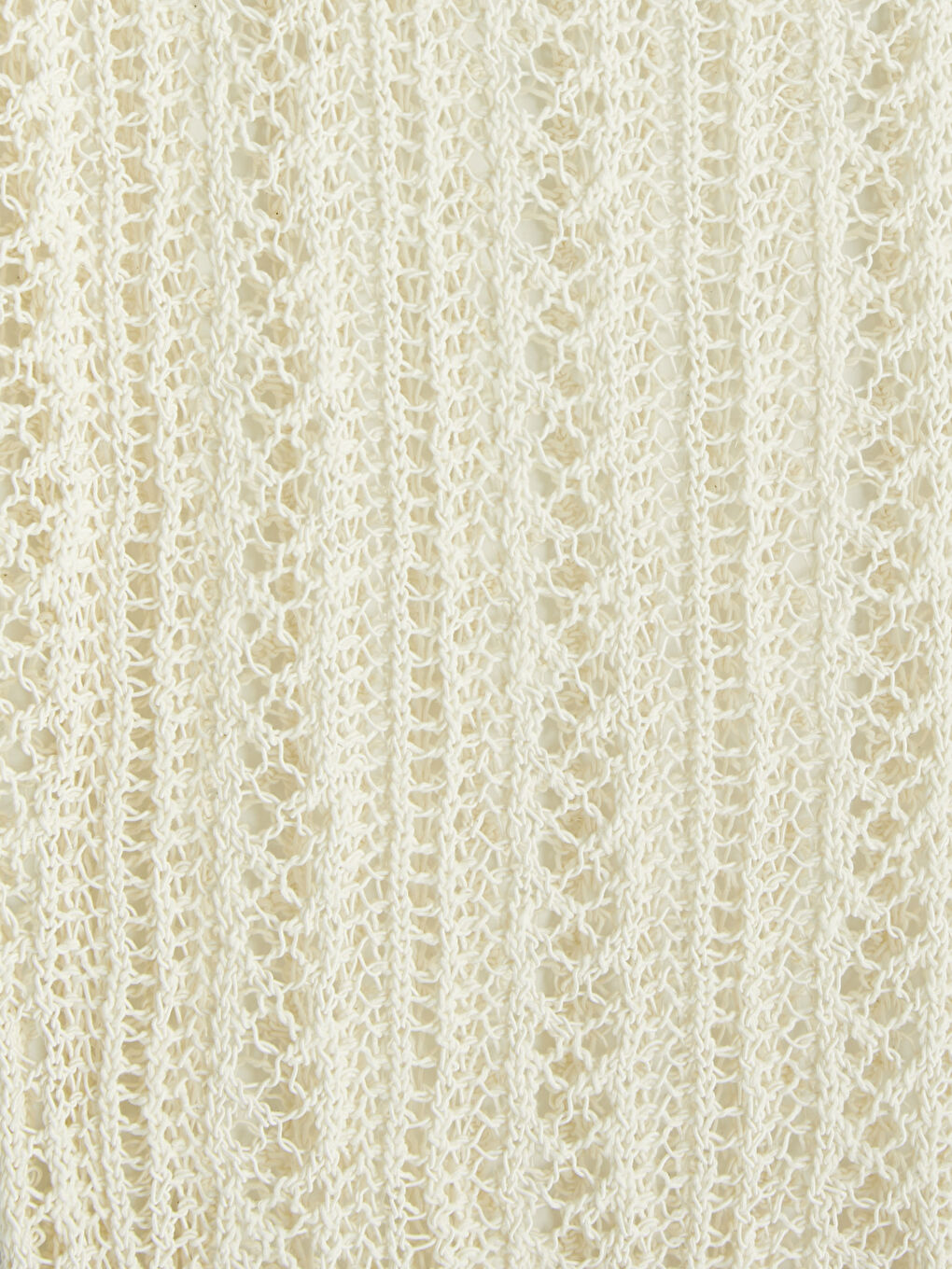 Ekru Bisiklet Yaka Ajurlu Kadın Triko Kazak-2