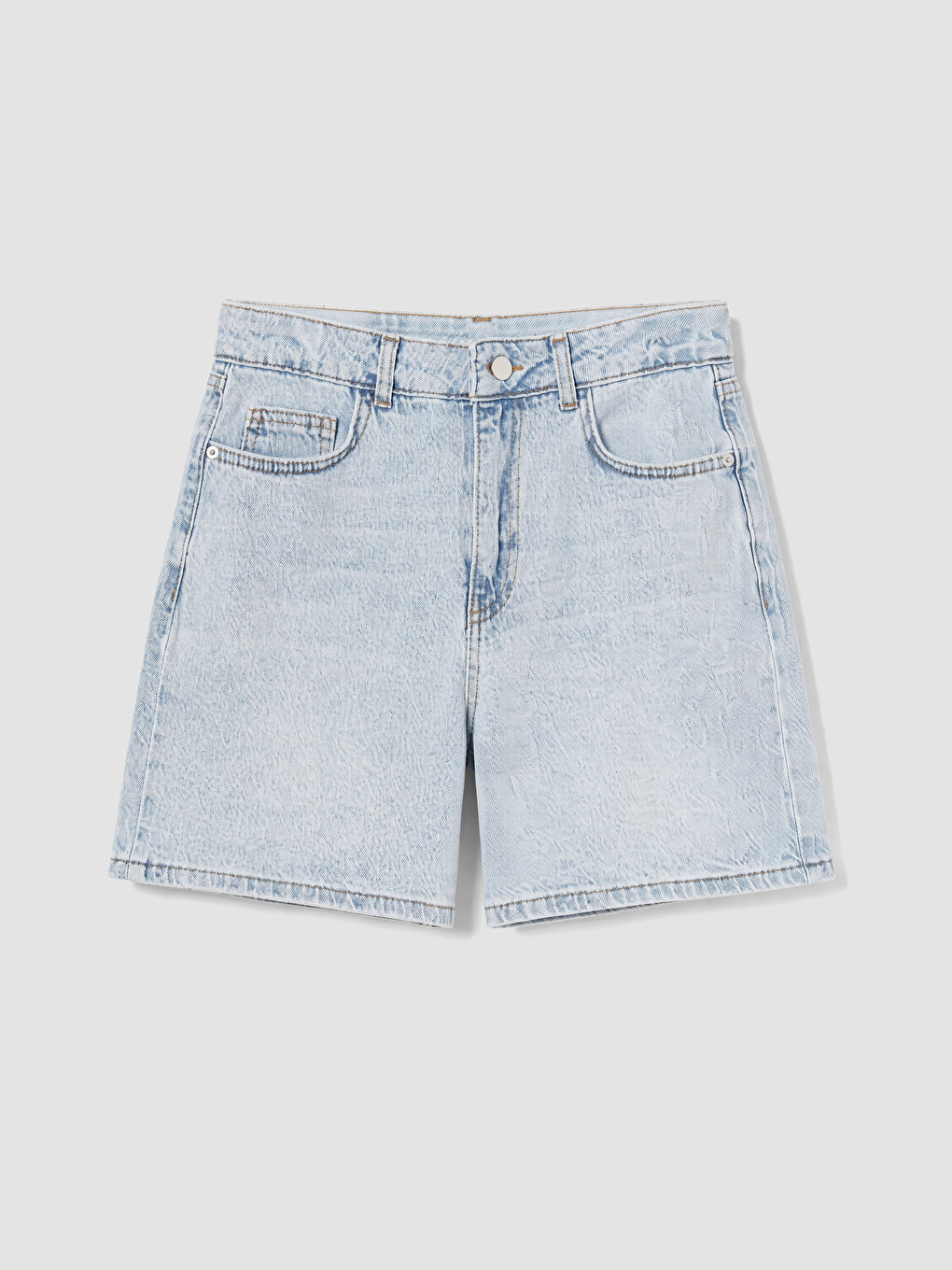 İndigo Regular Fit Kadın Jean Şort-3
