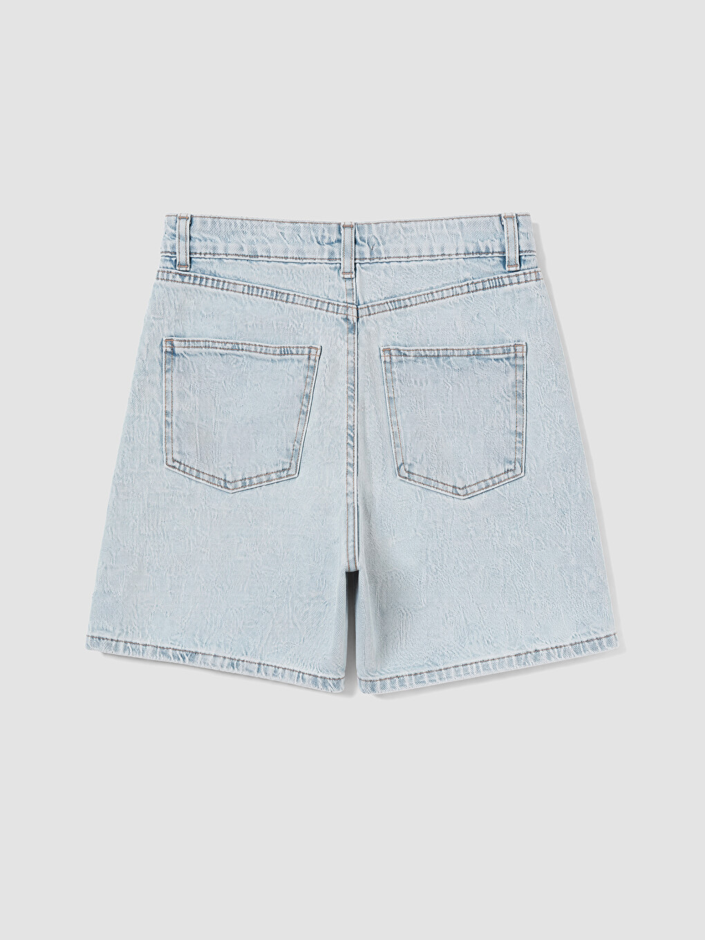 İndigo Regular Fit Kadın Jean Şort-5