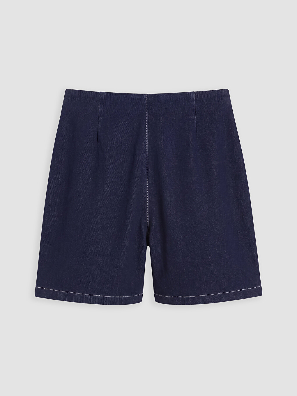 İndigo Beli Fermuarlı Jean Şort Etek-1