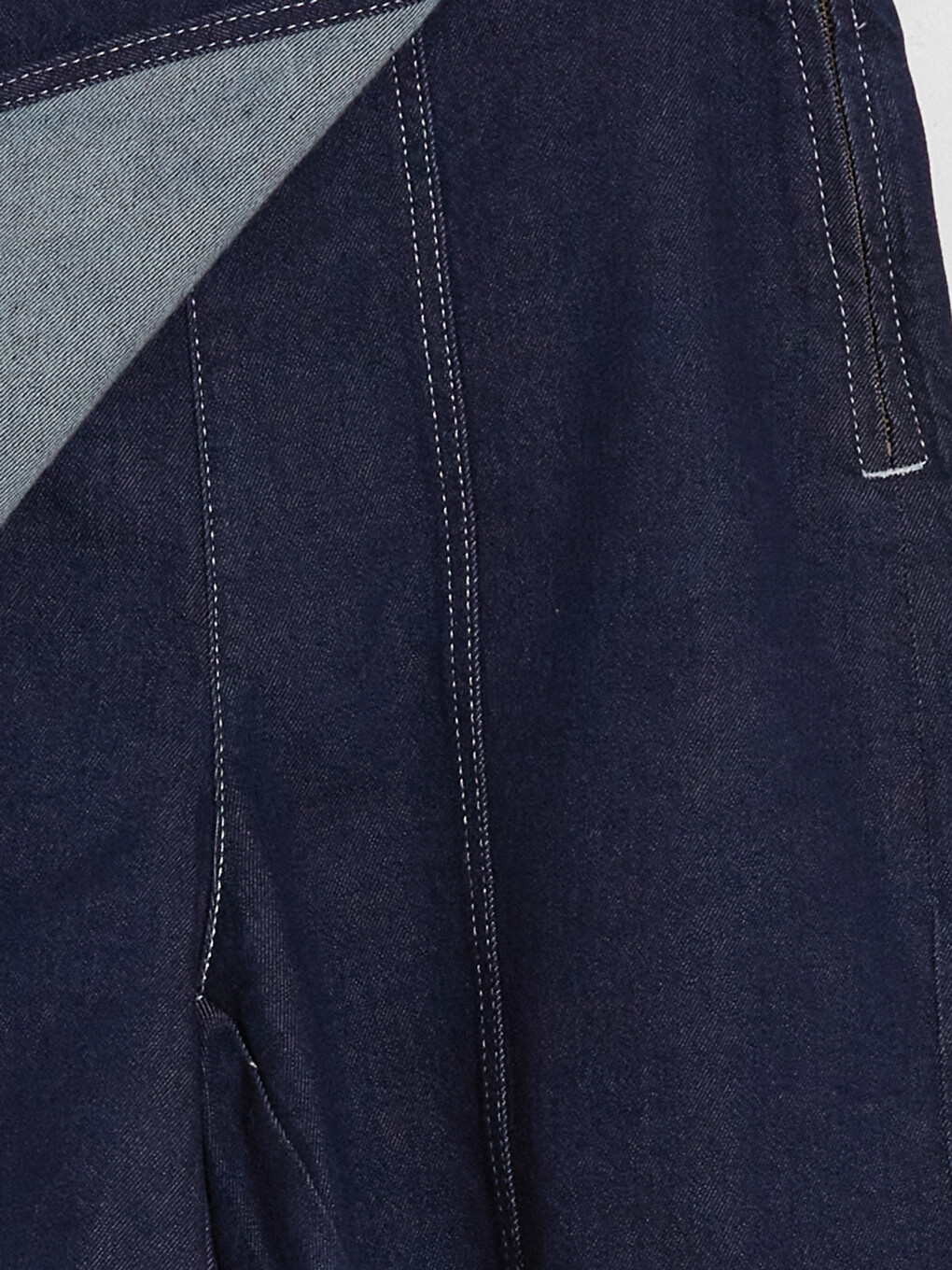 İndigo Beli Fermuarlı Jean Şort Etek-3