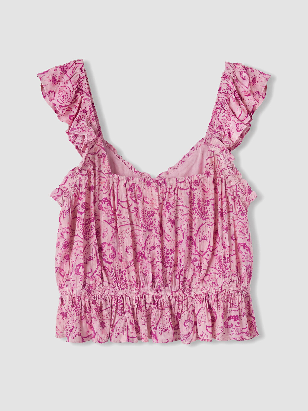 V Neck Frilled Peplum Blouse-6