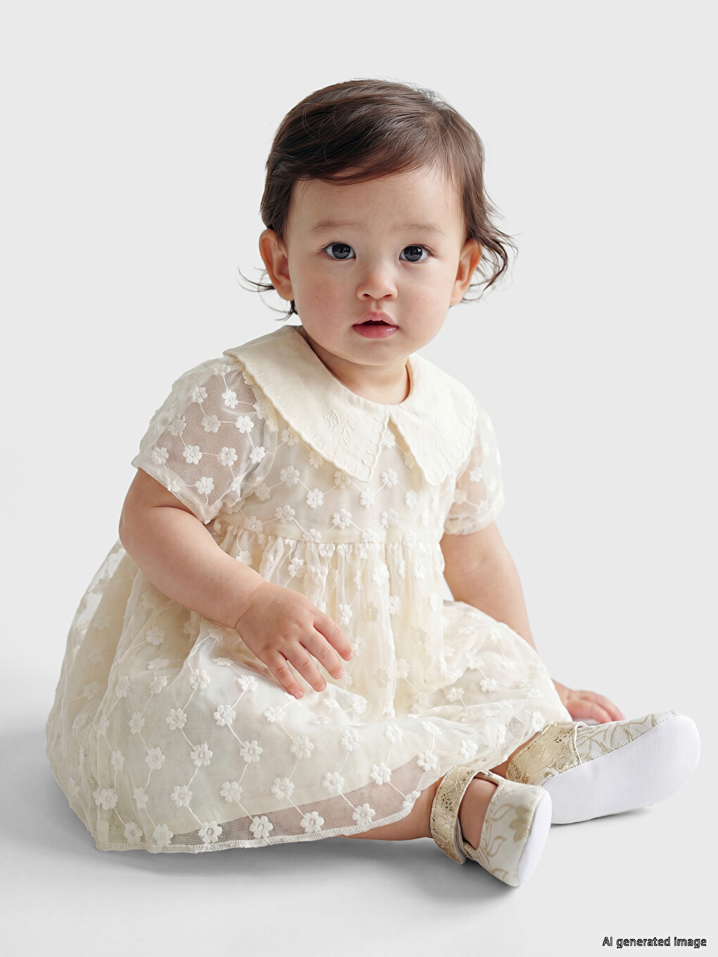 Peter Pan Collar Floral Baby Girls' Dress
