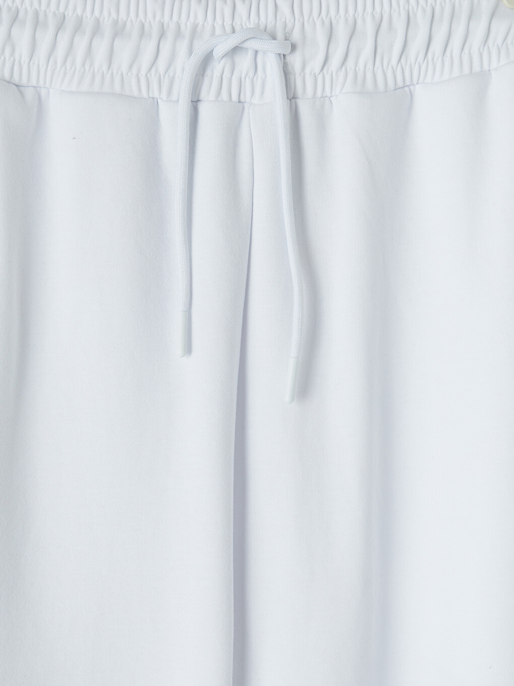 Beyaz Loose Fit Şerit Detaylı Erkek Eşofman Altı-6