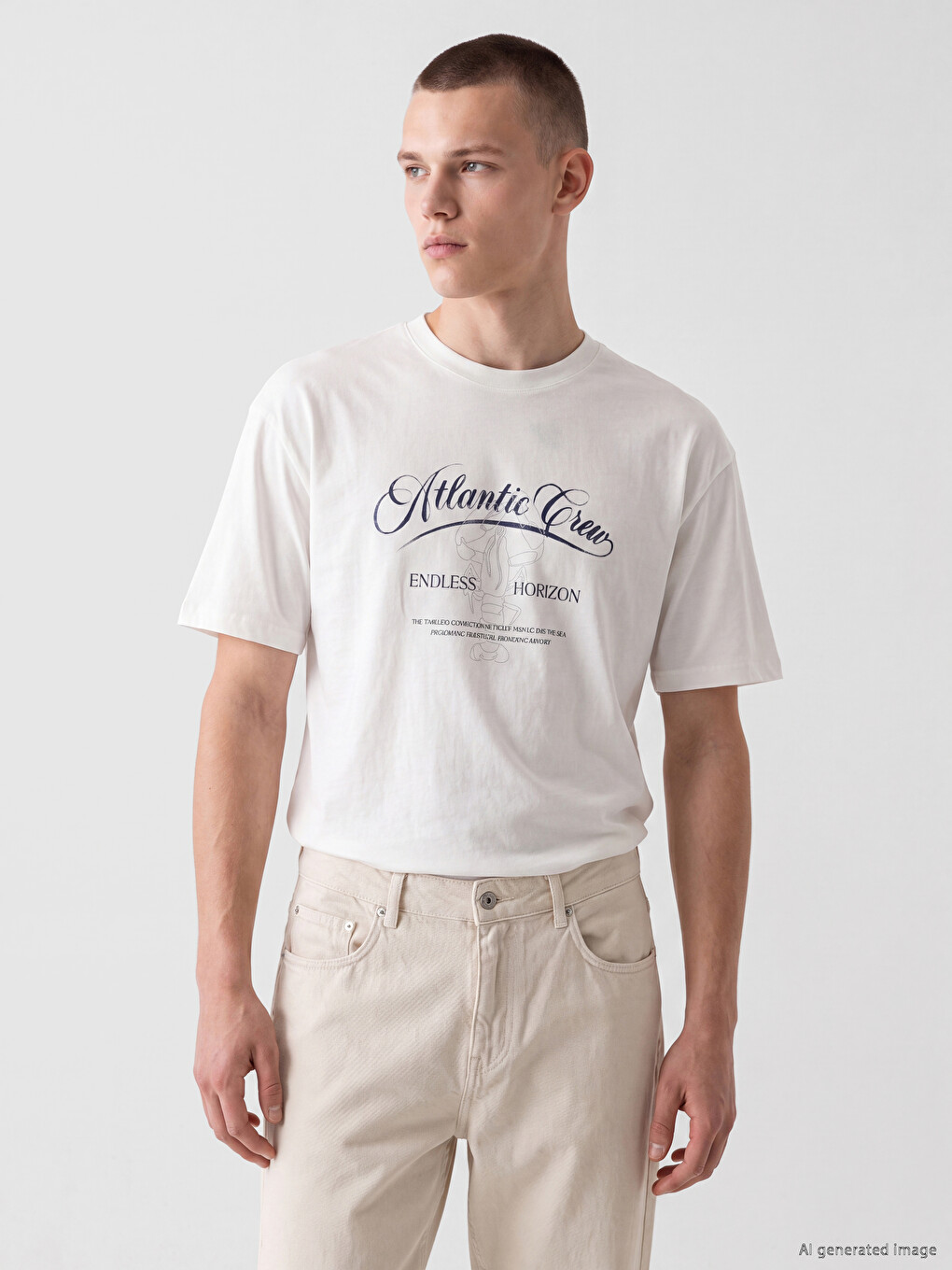 Crew Neck Printed Jersey Men's T-shirt