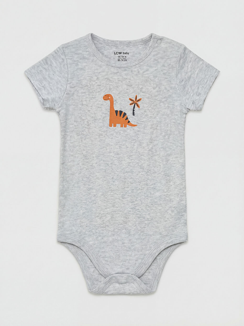 Gri Bisiklet Yaka Baskılı Erkek Bebek Çıtçıtlı Body 2'li-1