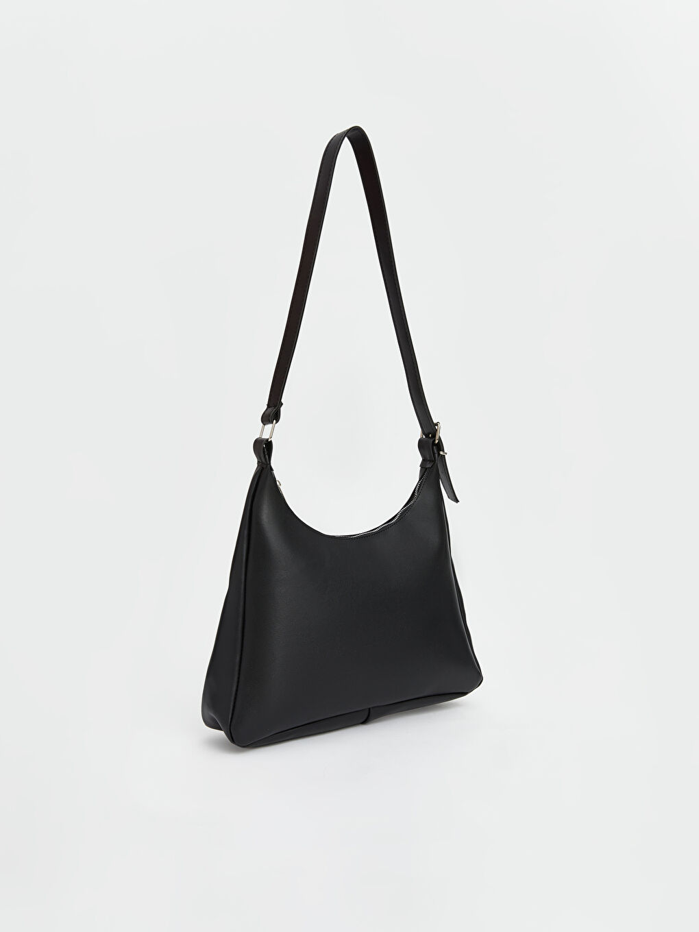 Siyah Deri Görünümlü Kadın Omuz Çantası-1