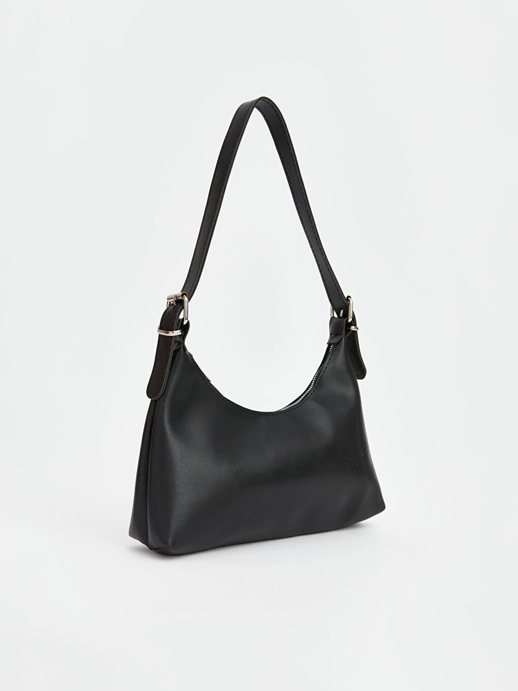 Siyah Deri Görünümlü Kadın Kol Çantası-1