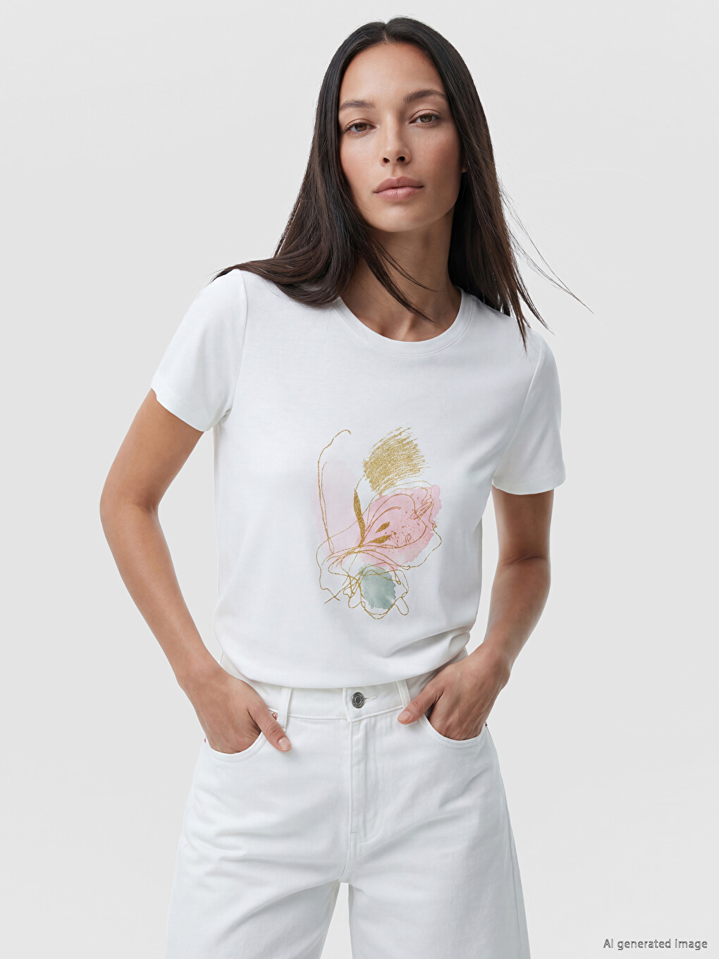 Crew Neck Printed Women's T-shirt