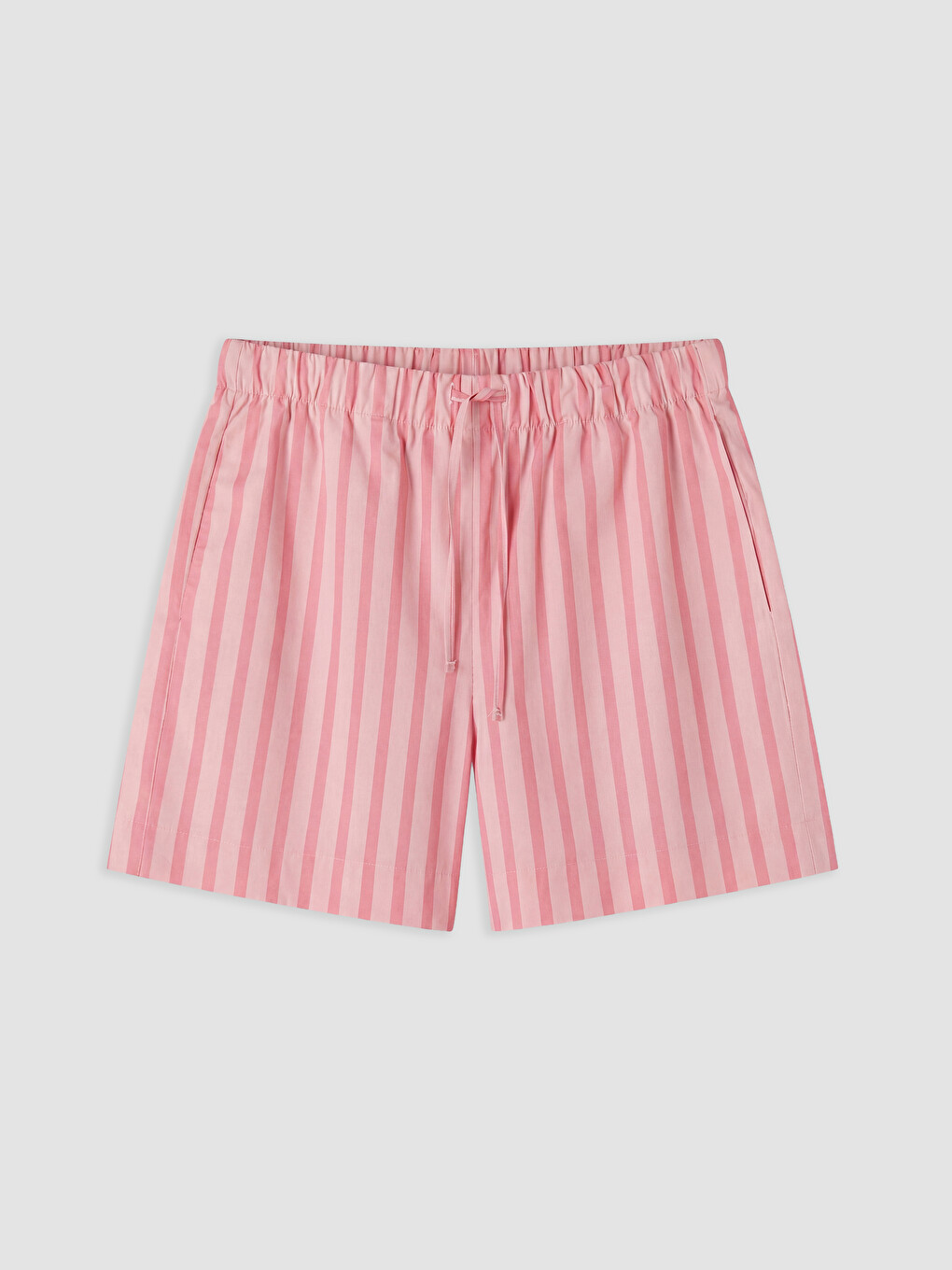 Pembe Beli Lastikli Çizgili Kadın Şort