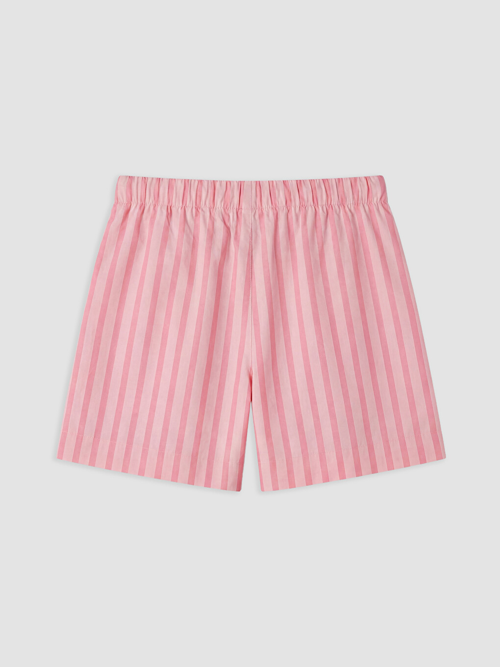 Pembe Beli Lastikli Çizgili Kadın Şort-1
