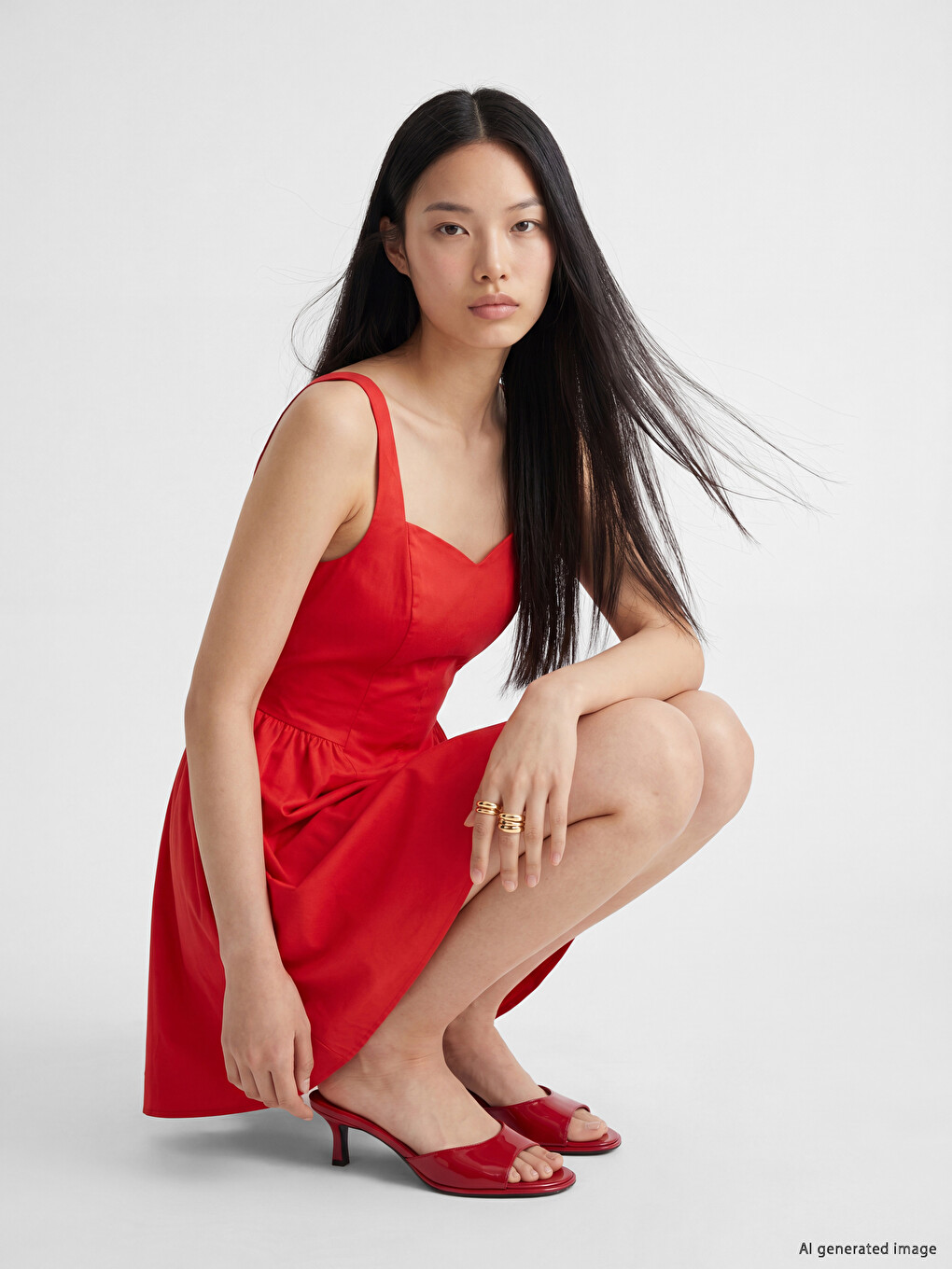 Ruched Fitted Waist Poplin Mini Dress