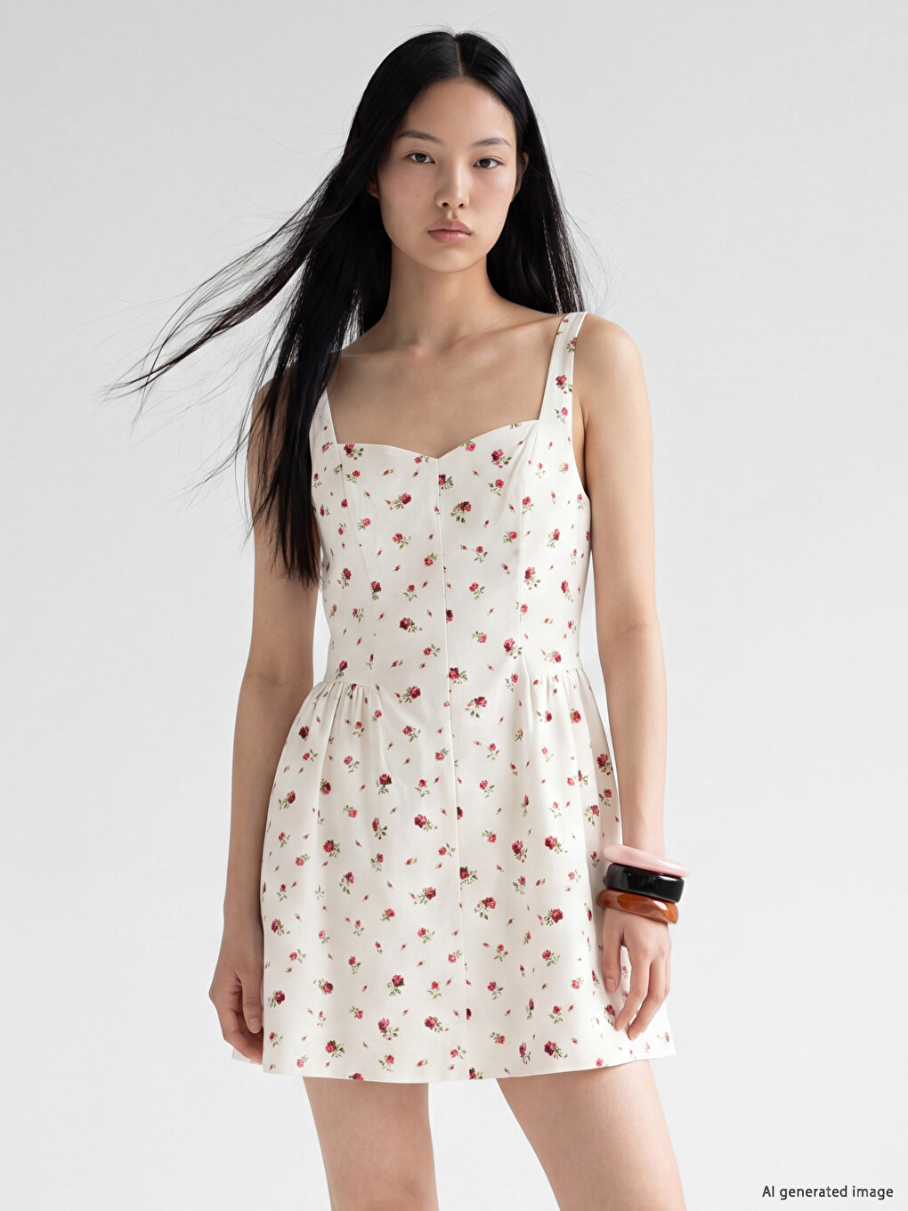 Ruched Fitted Waist Poplin Mini Dress-1
