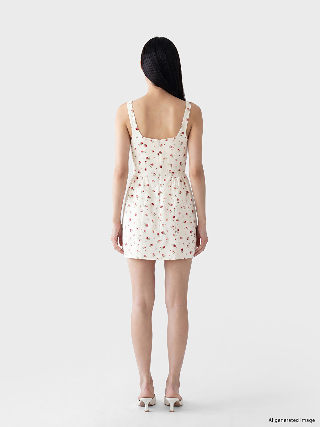 Ruched Fitted Waist Poplin Mini Dress-3