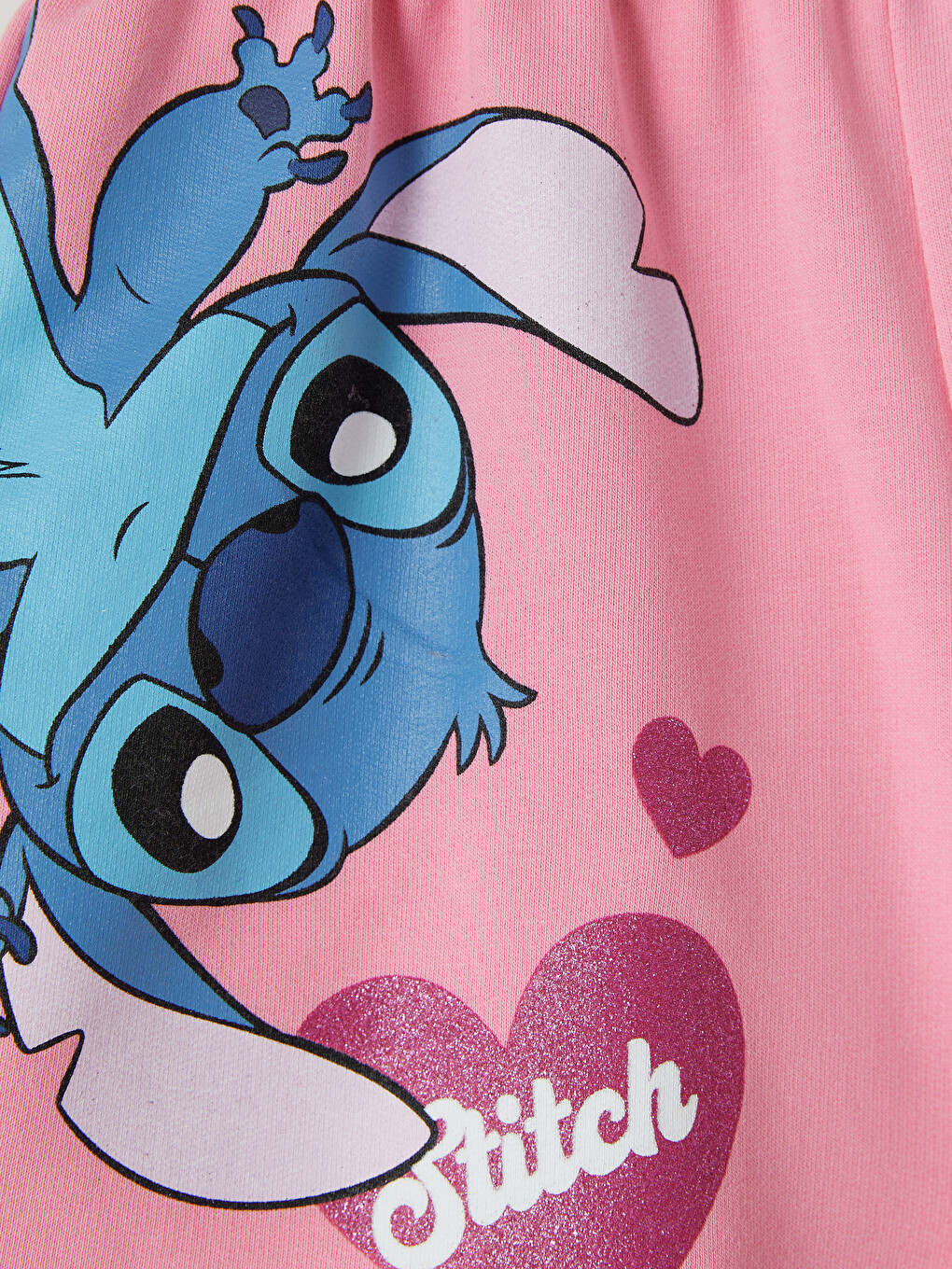 Pembe Stitch Baskılı Kız Çocuk Şort-2