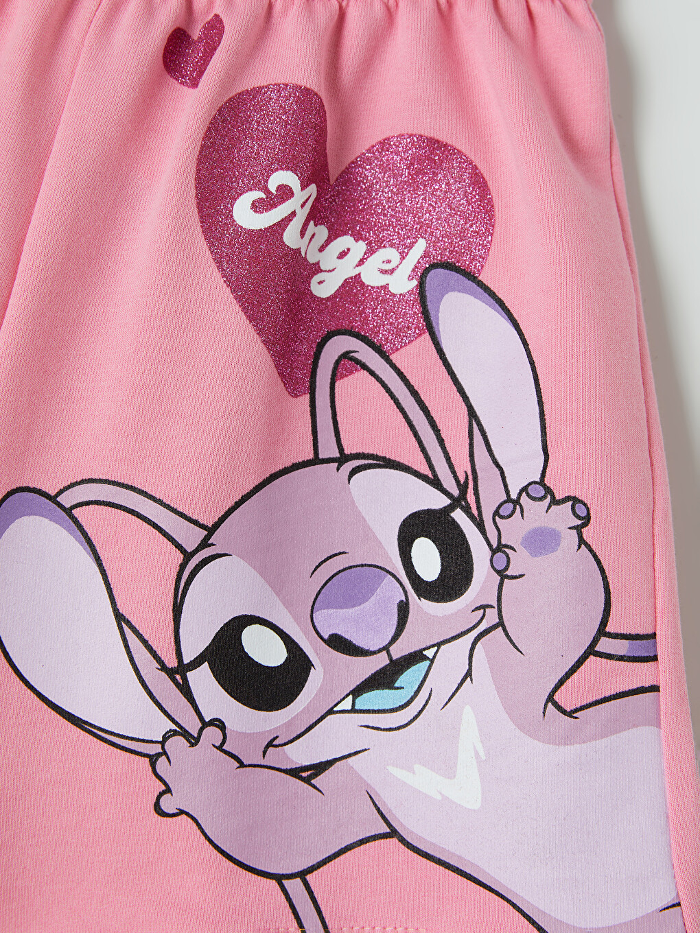 Pembe Stitch Baskılı Kız Çocuk Şort-3
