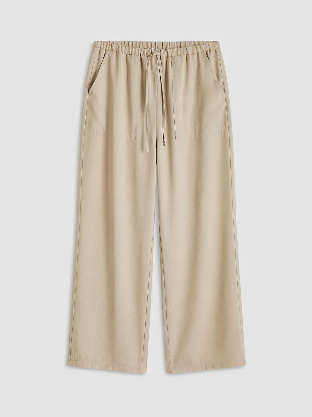 Bej Beli Lastikli Kadın Pantolon