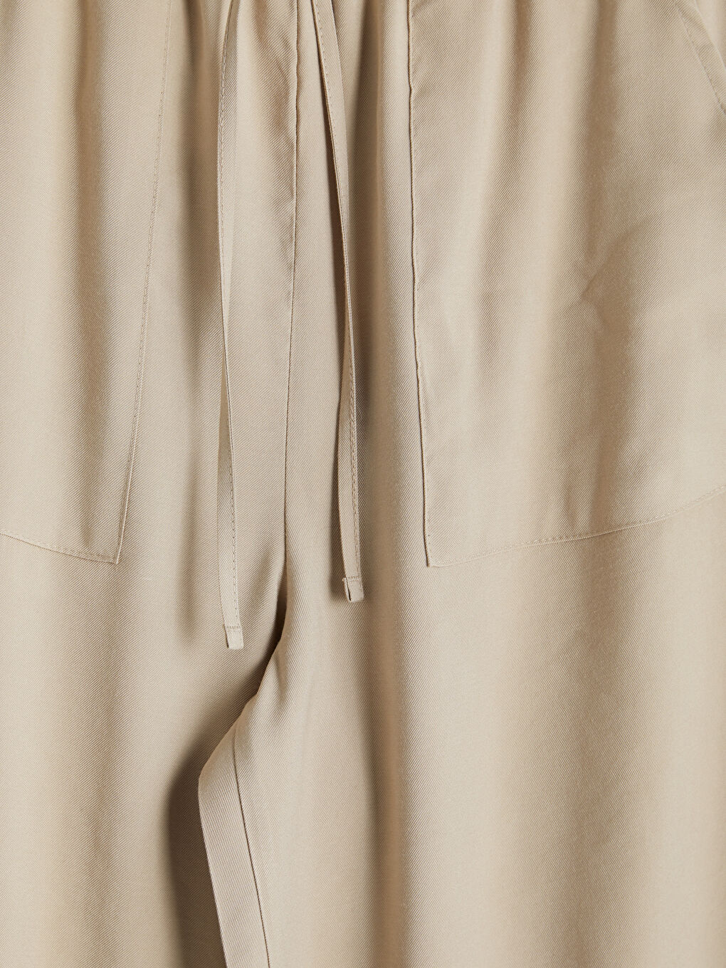 Bej Beli Lastikli Kadın Pantolon-2