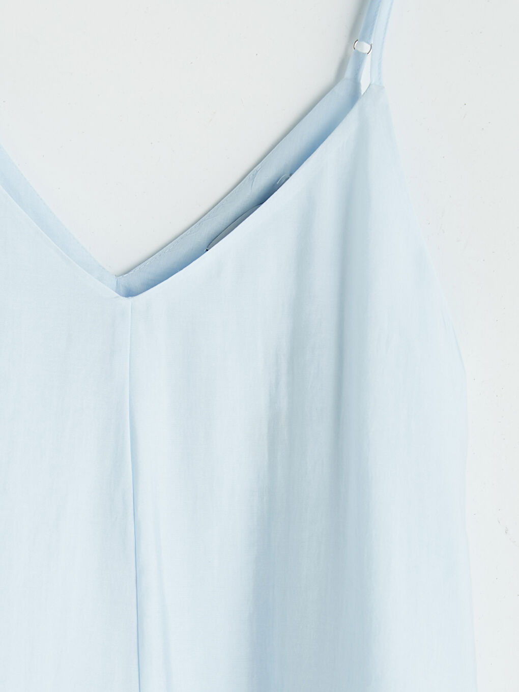 Mavi V Yaka İp Askılı Elbise-2