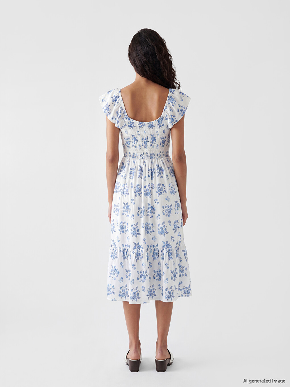 Floral Ruched Fitted Waist Dress-3
