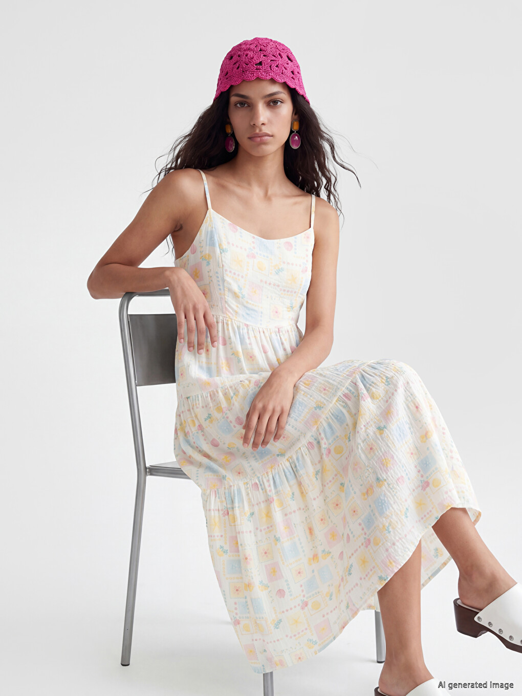 Sweetheart Neckline Patterned Strappy Layered Dress-1