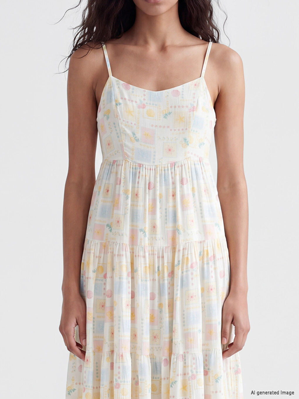 Sweetheart Neckline Patterned Strappy Layered Dress-2