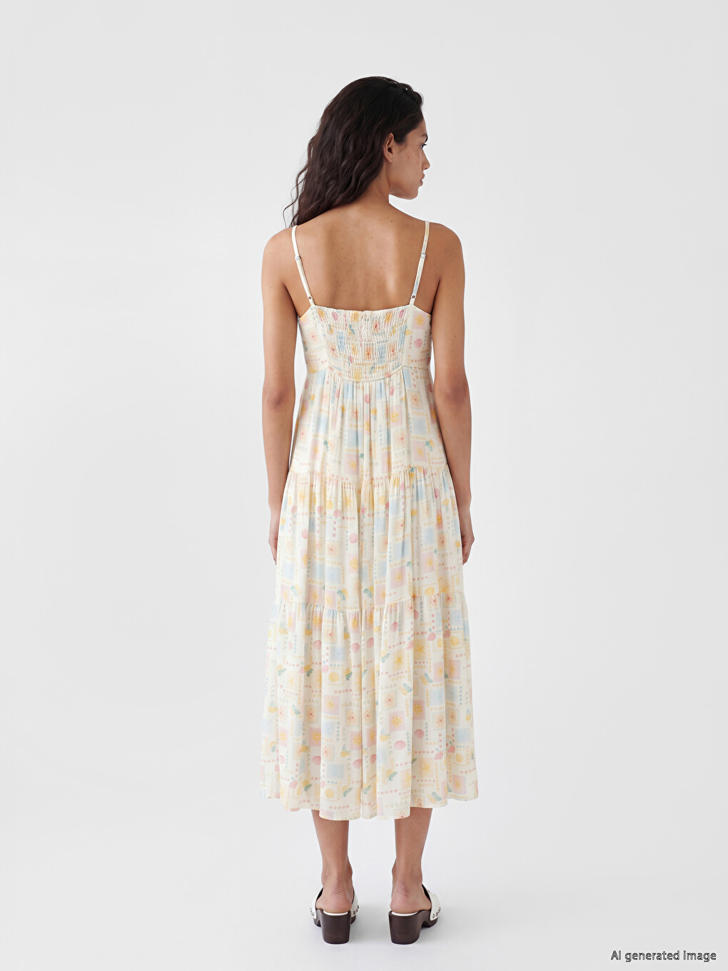 Sweetheart Neckline Patterned Strappy Layered Dress-3