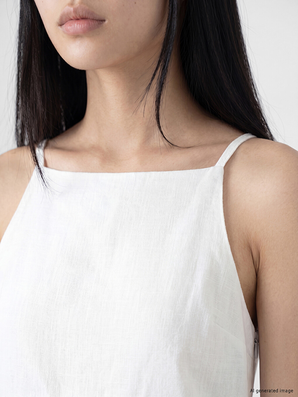 Square Neck Linen Blend Mini Dress-2