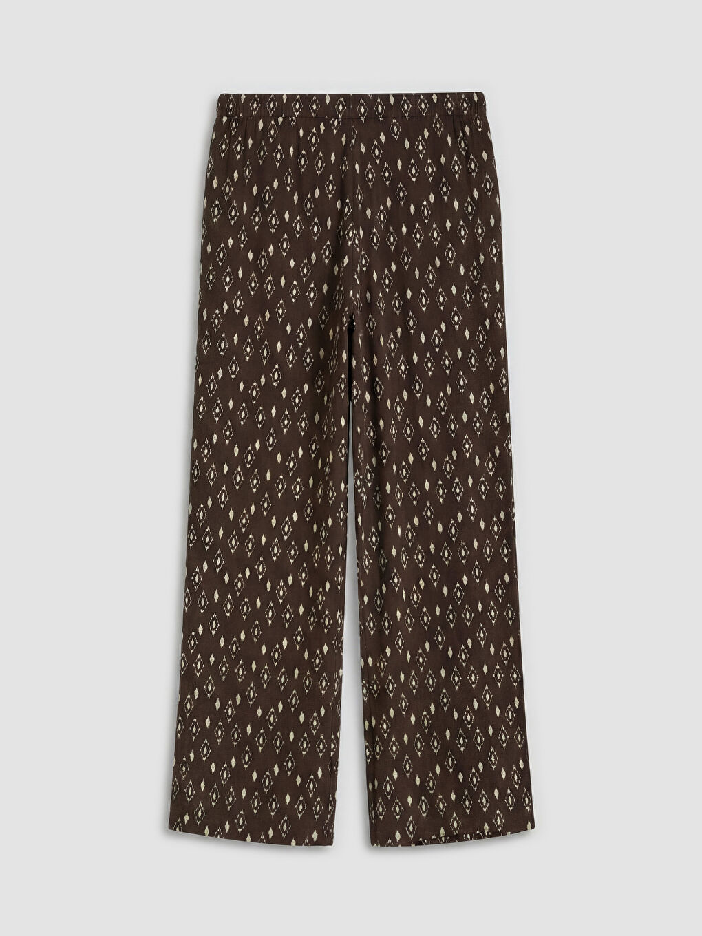 Kahverengi Beli Lastikli Desenli Kadın Pantolon-1