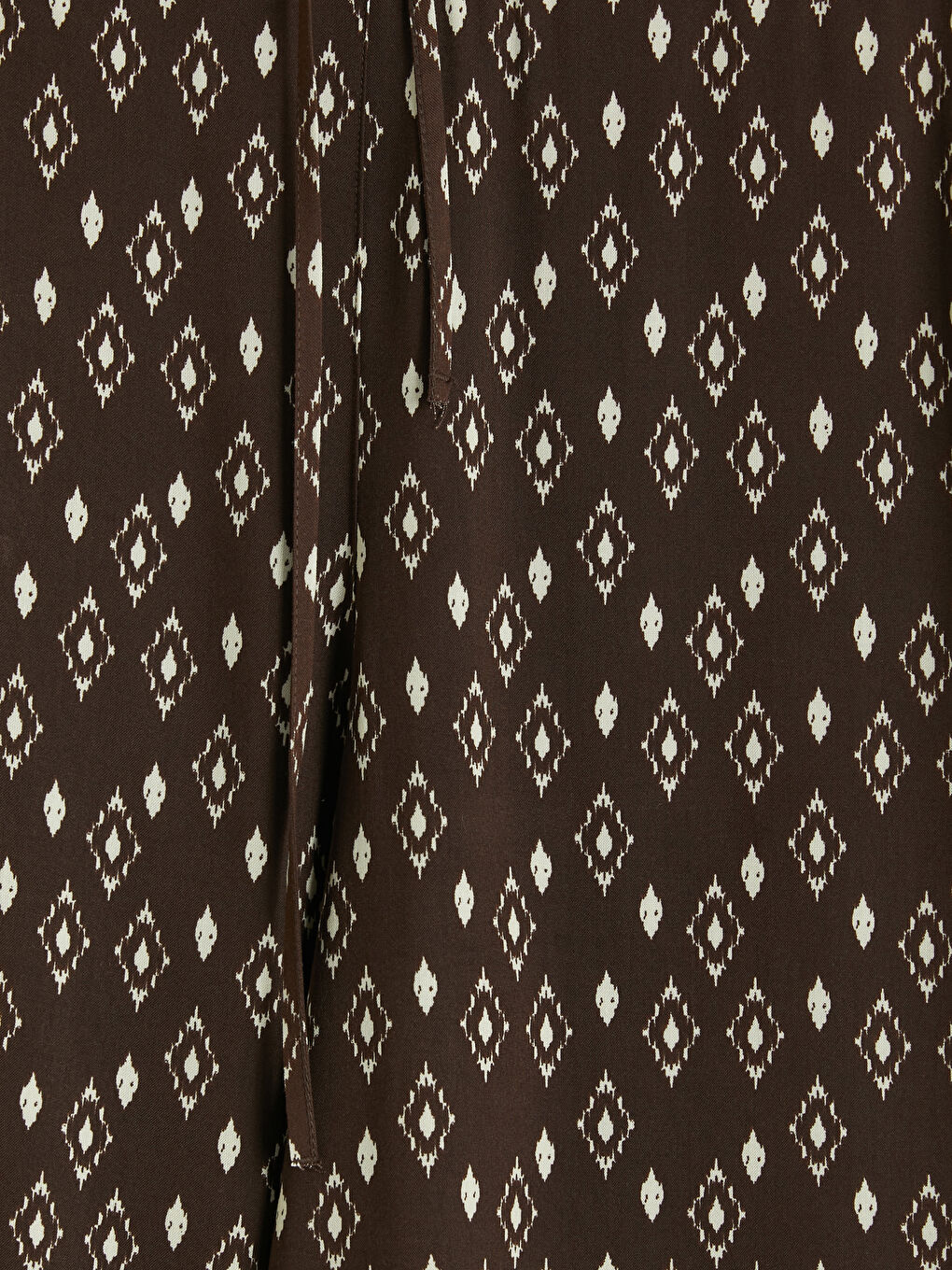 Kahverengi Beli Lastikli Desenli Kadın Pantolon-2