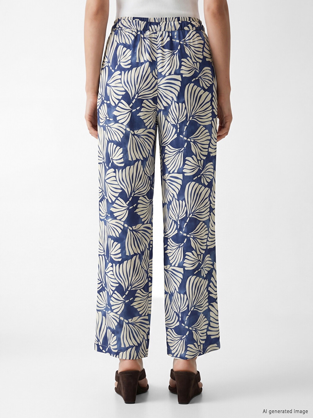 Elastic Waist Patterned Women's Trousers-3