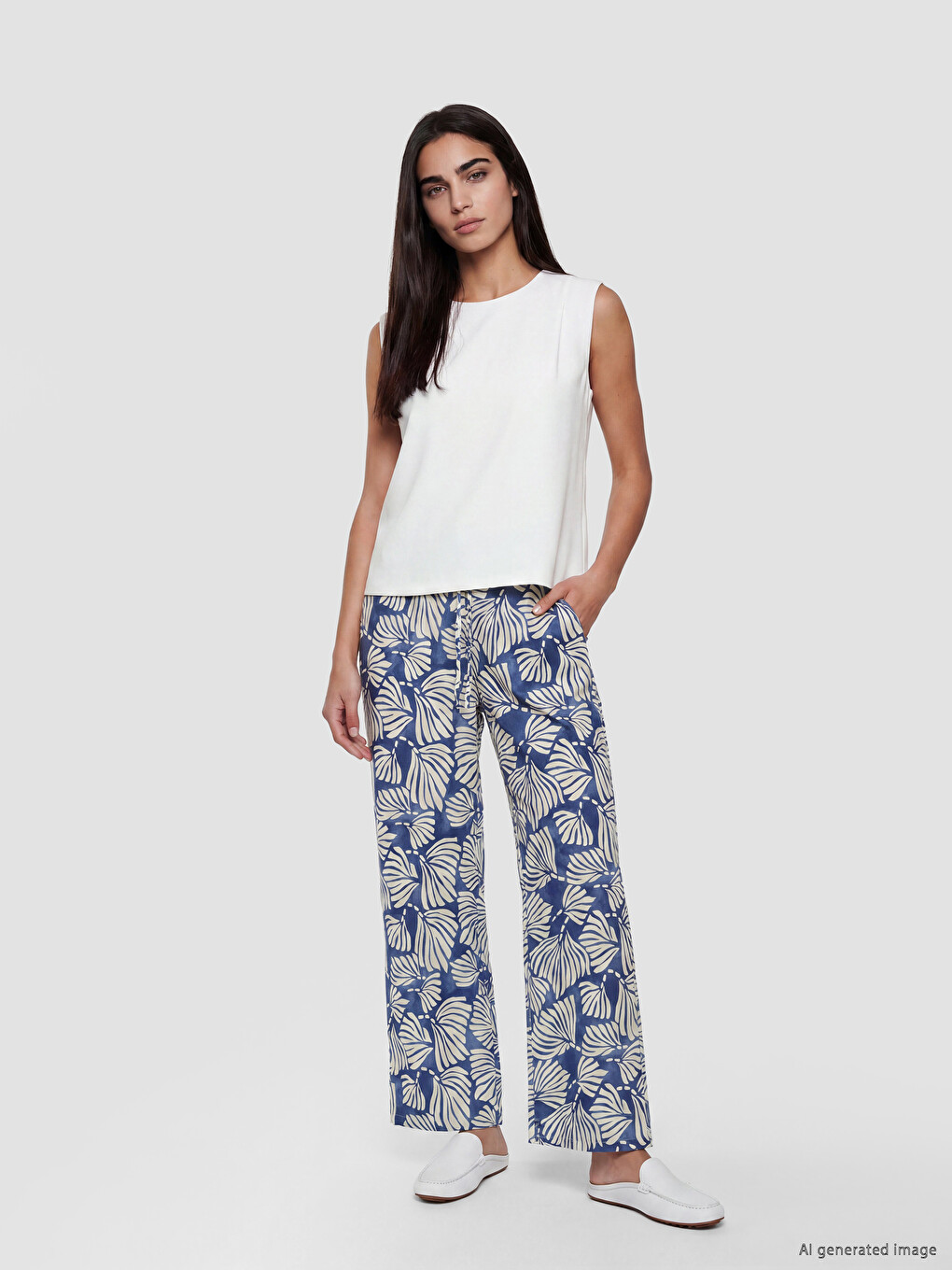 Elastic Waist Patterned Women's Trousers