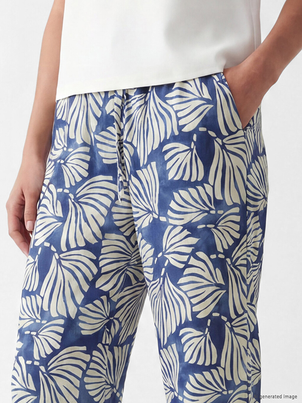 Elastic Waist Patterned Women's Trousers-2
