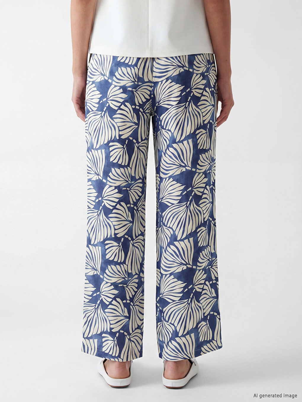 Elastic Waist Patterned Women's Trousers-3