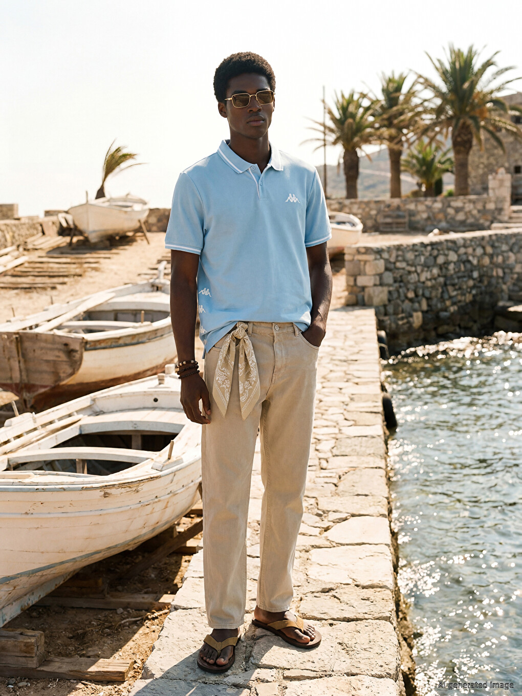 Mavi Polo Yaka Pike Unisex Tişört-3