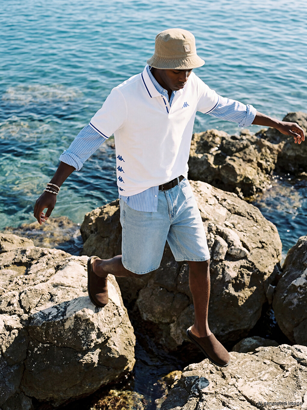 Beyaz Polo Yaka Pike Unisex Tişört-3