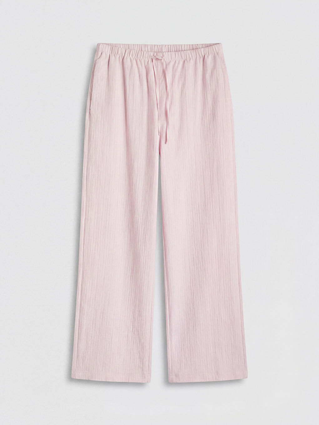 Pembe Beli Lastikli Dokulu Kadın Pantolon