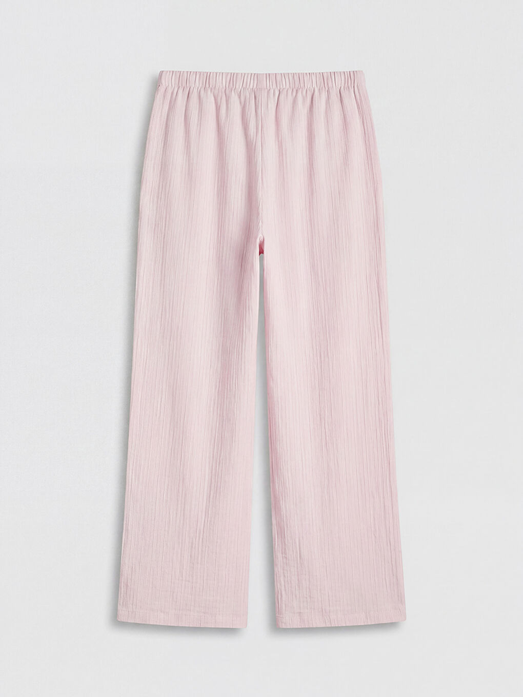Pembe Beli Lastikli Dokulu Kadın Pantolon-1