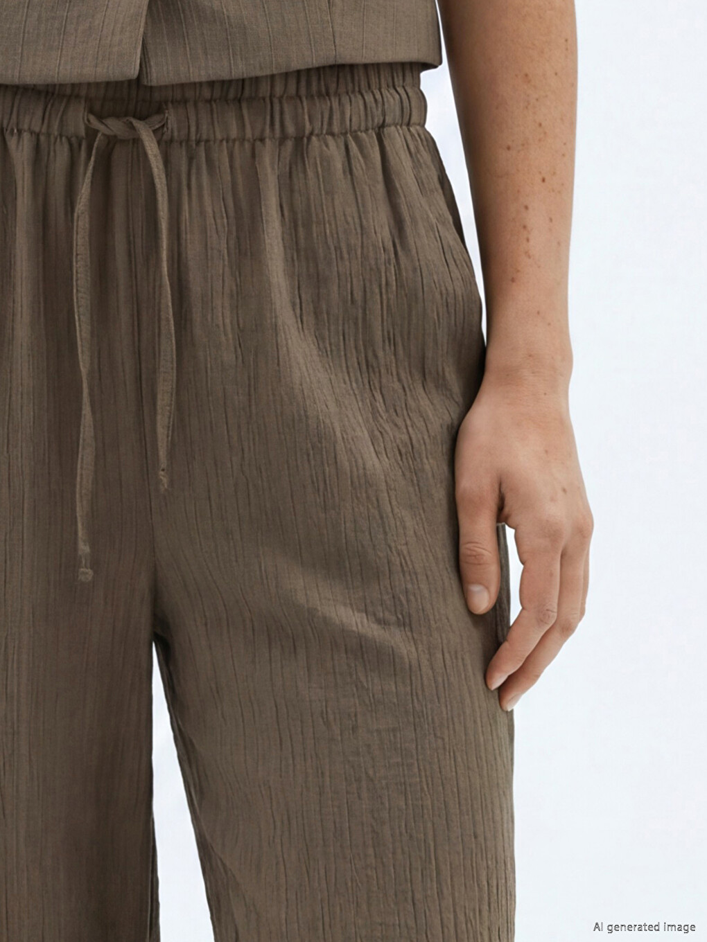Elastic Waist Textured Women's Trousers-2