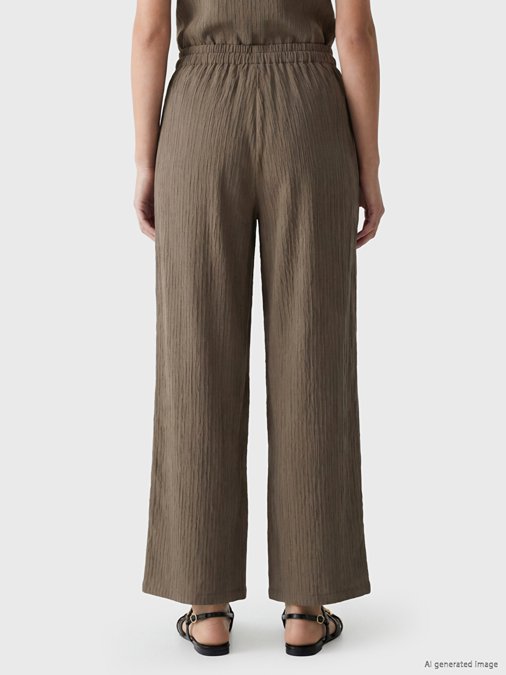 Elastic Waist Textured Women's Trousers-3