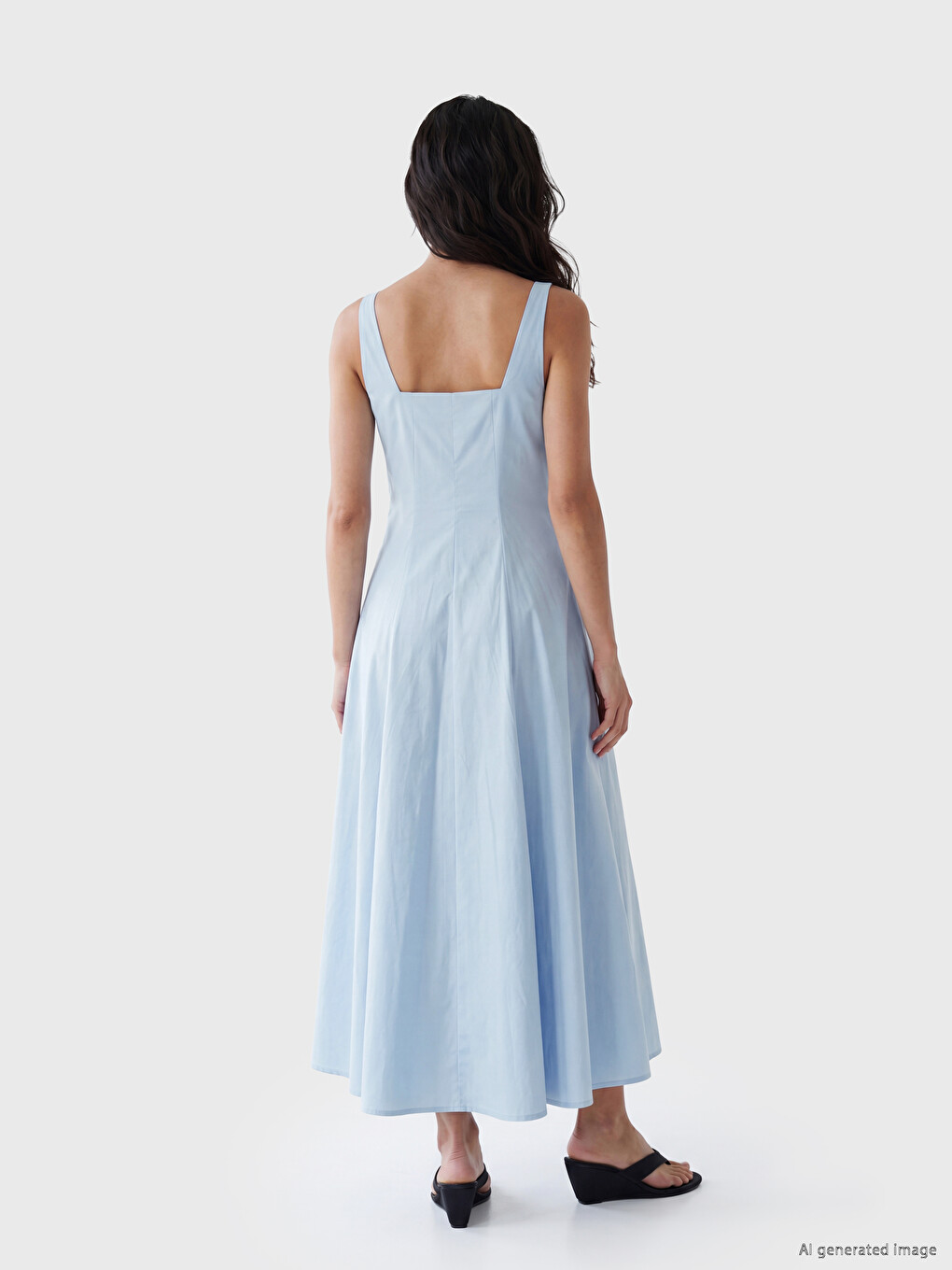 Square Neck Pleated Dress-3