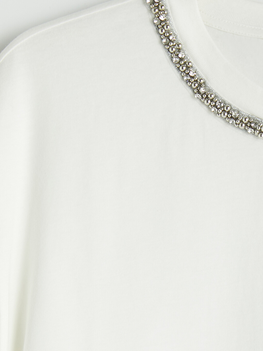 Crew Neck Rhinestone Embellished Blouse-6