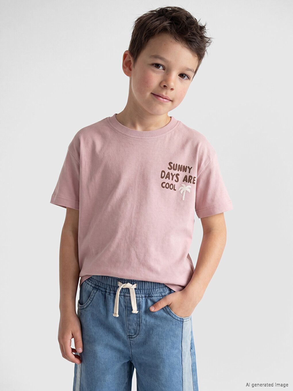 Crew Neck Printed Boys' T-shirt