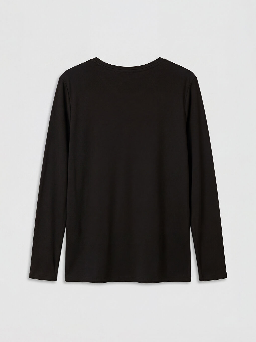 Siyah Bisiklet Yaka Baskılı Kadın Tişört-1