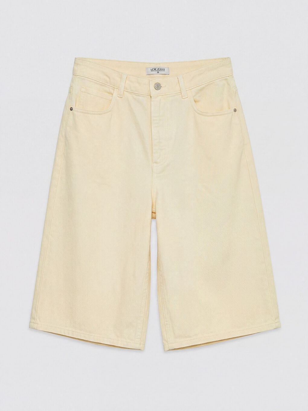 Sarı Bermuda Fit Kadın Jean Şortolon