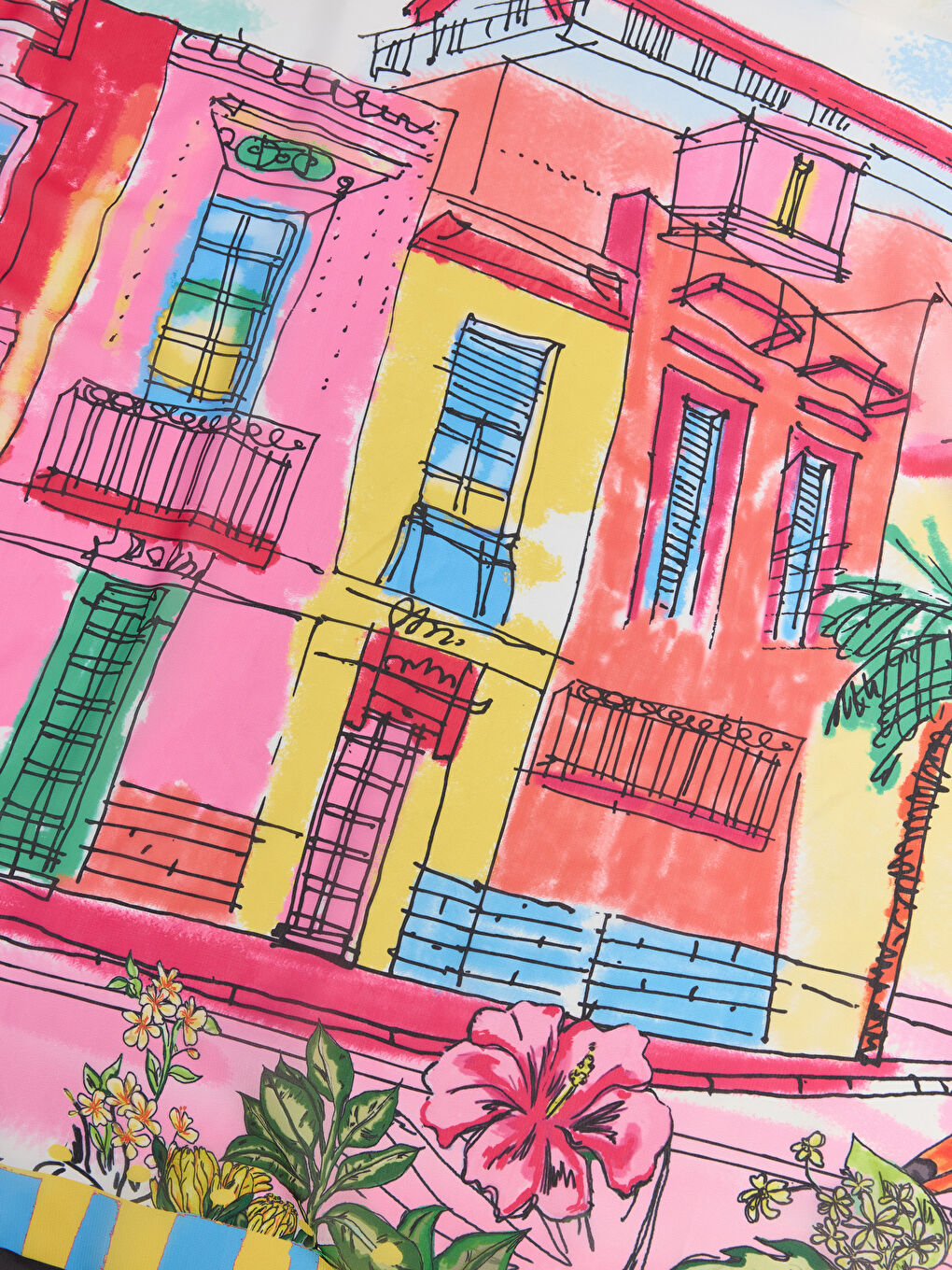 Pembe Desenli Kadın Şifon Pareo-2