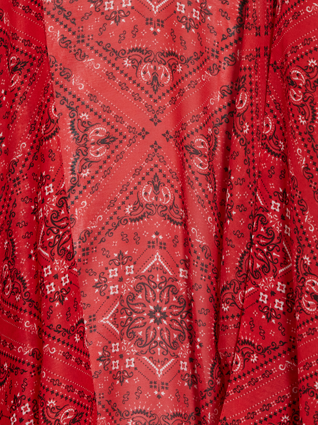 Kırmızı Şal Yaka Desenli Kadın Kimono-2