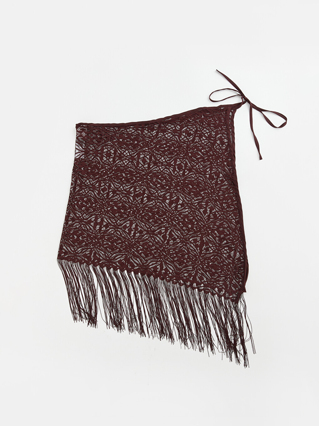 Bordo Bağlamalı Dantelli Pareo